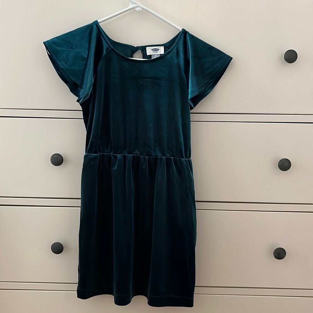 Girls Size S Green Velvet Dress